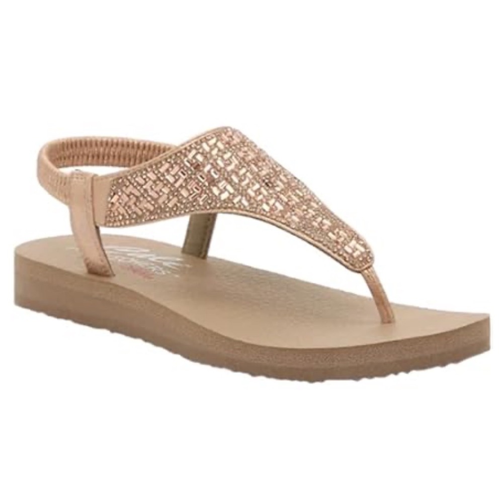 Skechers Meditation Sweet Rock Gold Rhinestone Sandals Women's Size 10